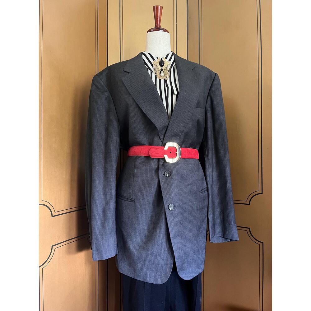 Vintage Burberry's blazer in grey virgin wool with soft stripes, size 46L